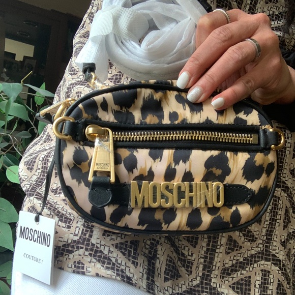 Authentic MOSCHINO Learher/canvas zip top cheetah print Crossbody - Picture 11 of 15